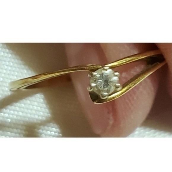14.18K Yellow Gold Genuine Diamond Solitaire Engagement Wedding Ring Vintage - Picture 10 of 13